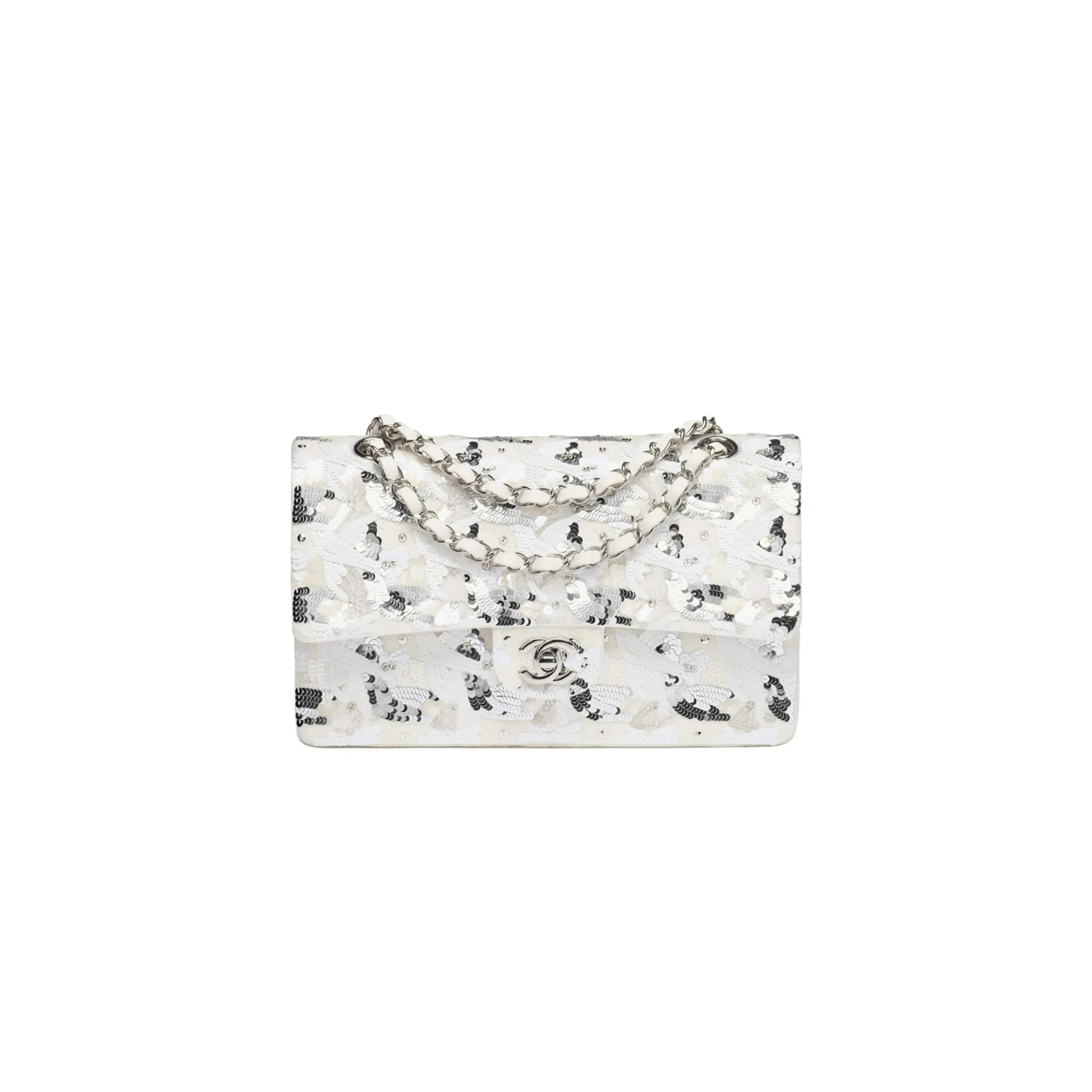 CHANEL 25S 11.12 EMBROIDERED SATIN SEQUIN SHOULDER BAG A01112 (25.5*15.5*6.5cm)